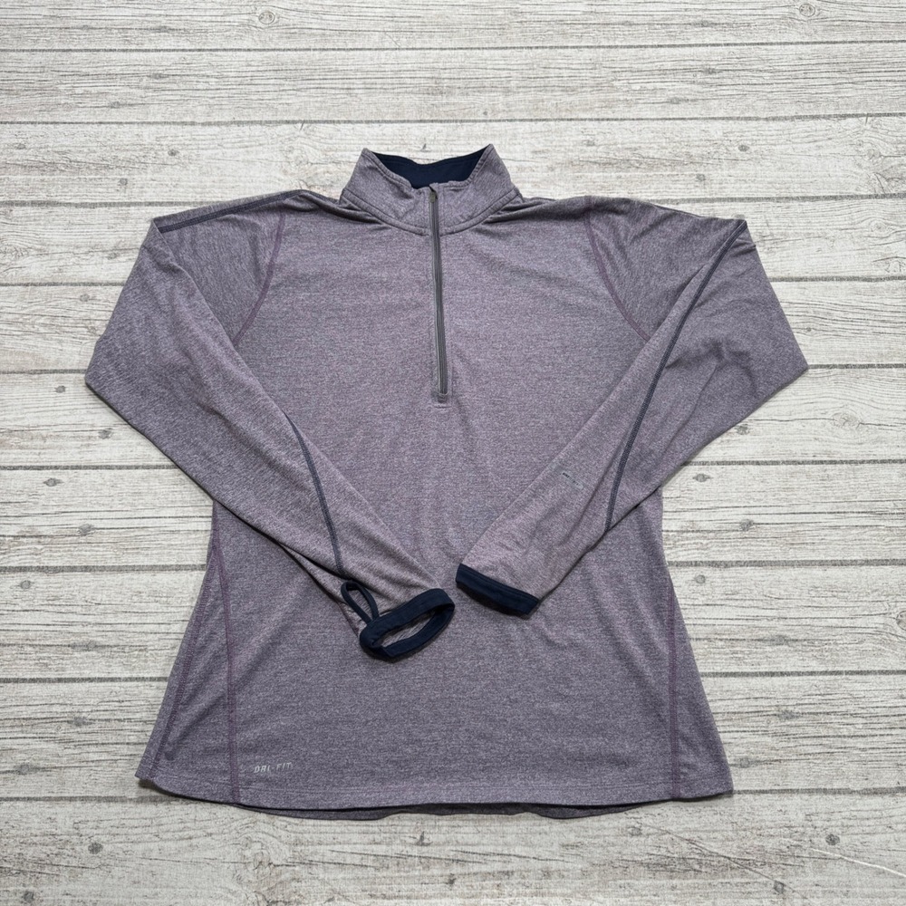 Nike Shirt Women's Medium Purple Heather Dri-FIT Quarter Zip Pullover Activewear